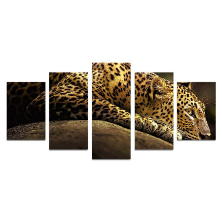 Модульная картина "Леопард на отдыхе" 110х50 К946