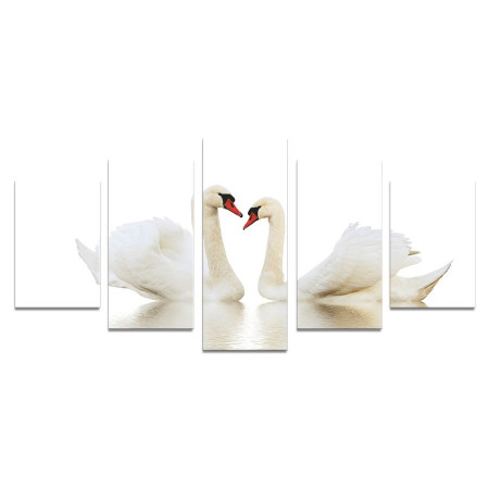 Модульная картина "Белые лебеди на белом" 110х50 К915