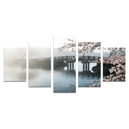 Модульная картина "Мост окутанный туманом" 110х50 К896