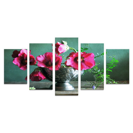 Модульная картина " Ваза с нежно розовыми тюльпанами" 110х50 К819