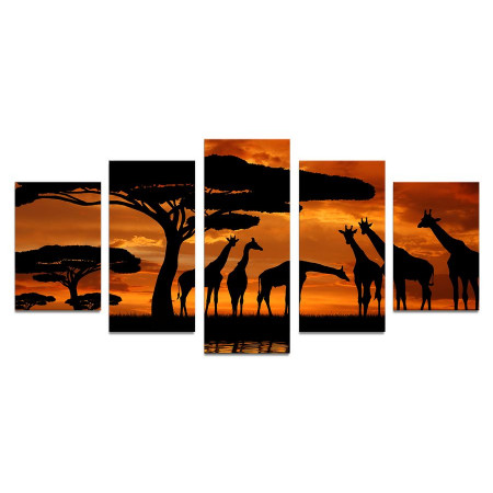 Модульная картина "Жирафы на закате" 110х50 К728