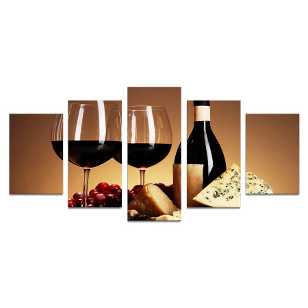 Модульная картина "Бокалы с вином" 10х50 К606