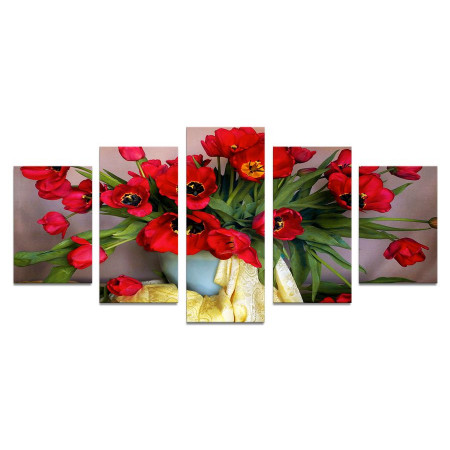Модульная картина "Тюльпаны в вазе" 110х50 К247