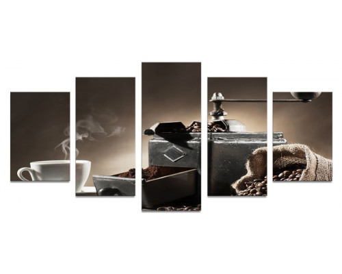 Модульная картина "Дымящийся кофе" 110х50 К221