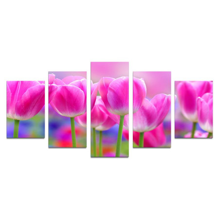 Модульная картина "Розовые тюльпаны" 110х50 К1054