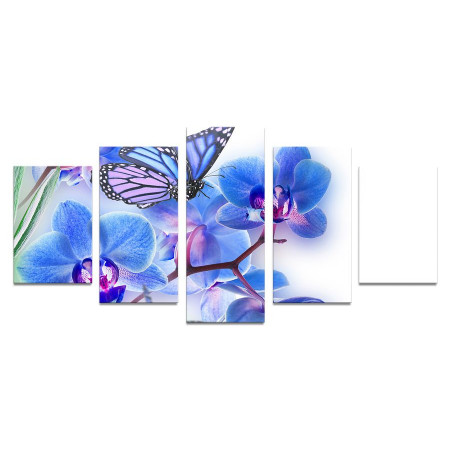 Модульная картина "Бабочки и орхидея" 110х50 К1043