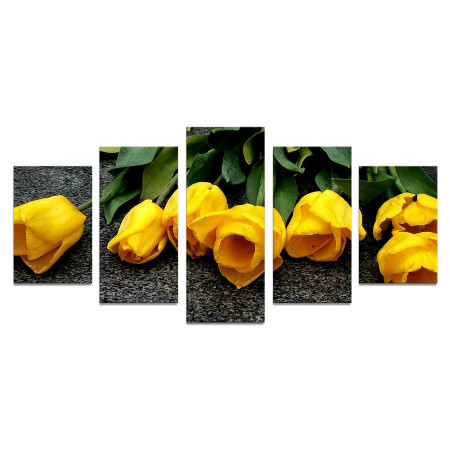 Модульная картина "Желтые тюльпаны" 110х50 К1006