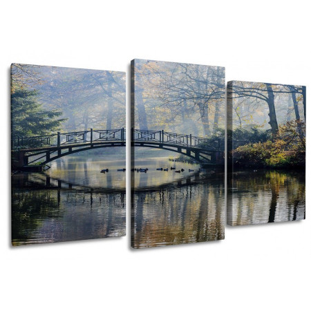 Модульная картина "Мост над лесным прудом" 100х60 S706
