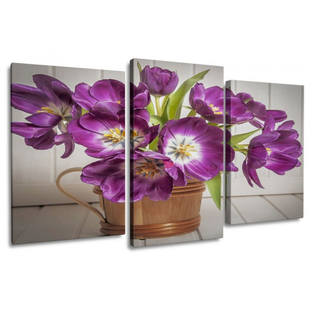 Модульная картина "Букет фиолетовых тюльпанов" 100х60 S661