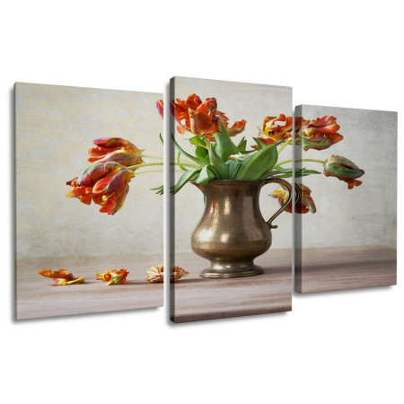 Модульная картина "Осыпающиеся тюльпаны в вазе" 100х60 S617