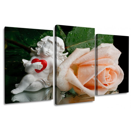 Модульная картина "Ангелочек и роза" 100х60 S600