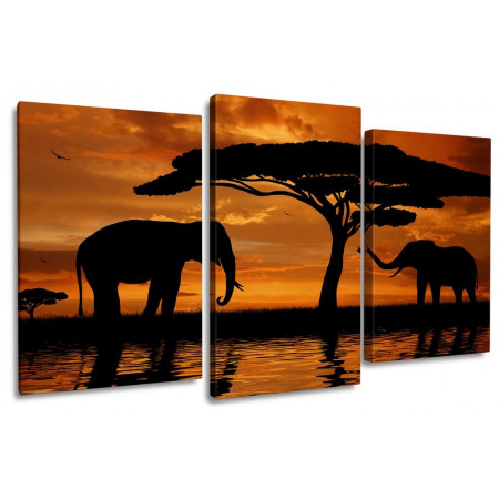 Модульная картина "Слоны на закате"100х60 S540