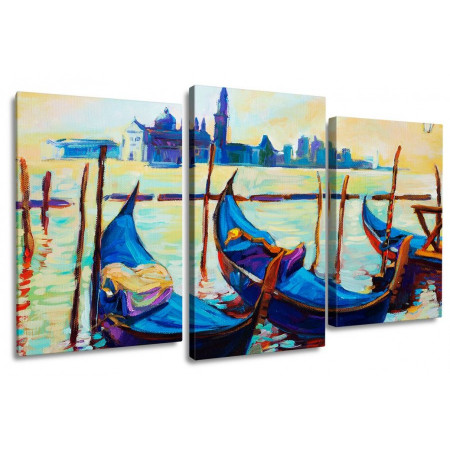 Модульная картина "Синие лодки писанные маслом" 100х60 S149
