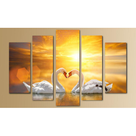 Модульная картина "Белые лебеди в лучах заката" 80х140 M2568