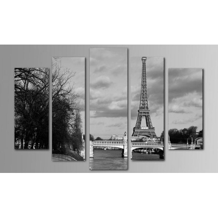 Модульная картина "Черно-белый Париж" 80х140 M2487