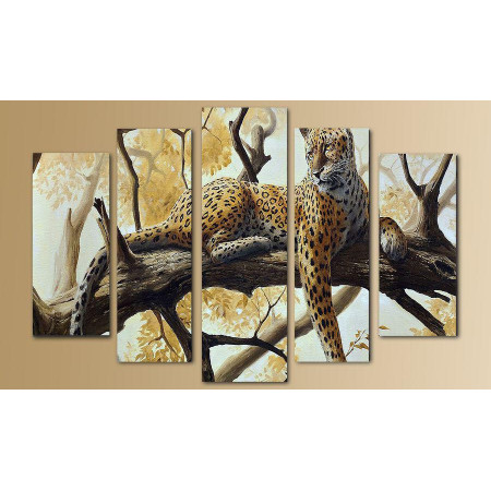 Модульная картина "Леопард в осенний день" 80х140 M2485