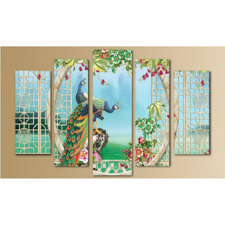 Модульная картина "Павлины в саду" 80х140 M2464