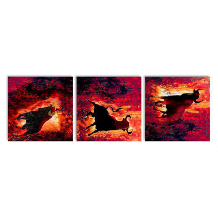 Модульная картина "Огненный бык" 35х110 N408