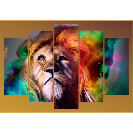 Модульная картина "Космический лев" 80х140 М1352
