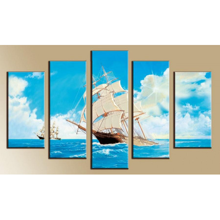 Модульная картина "Корабли в море" 80х140 М1171