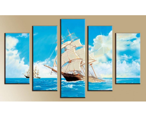 Модульная картина "Корабли в море" 80х140 М1171