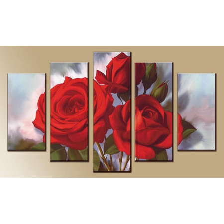 Модульная картина "Нежные акварельные розы" 80х140 М1132