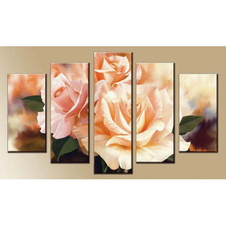 Модульная картина "Нежные акварельные розы" 80х140 М1131