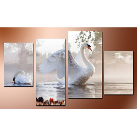 Модульная картина "Лебеди на пруду" 80х130 чт635