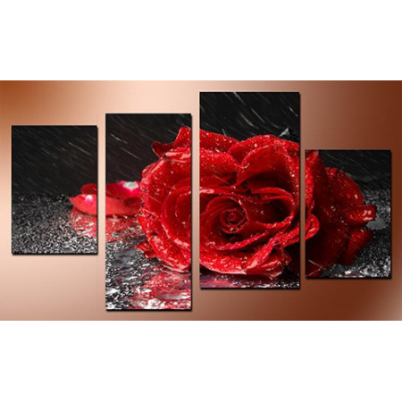 Модульная картина "Роза под дождем" 80х130 чт628