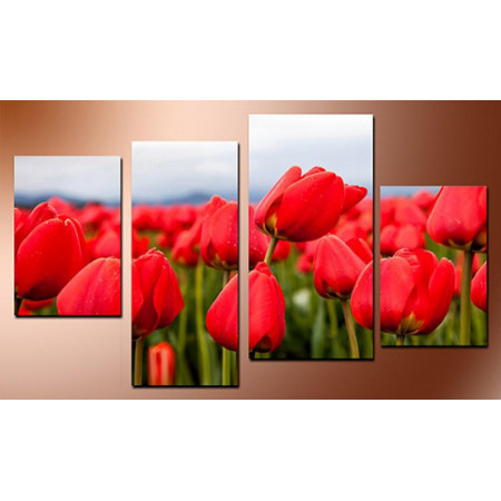 Модульная картина "Красные тюльпаны" 80х130 чт625