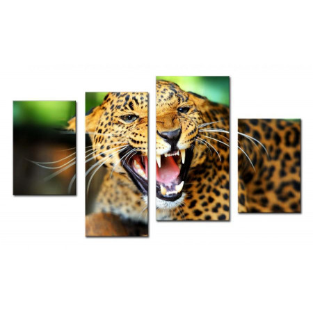 Модульная картина "Оскал леопарда" 80х130 чт535