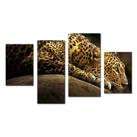 Модульная картина "Леопард на отдыхе" 80х130 чт532
