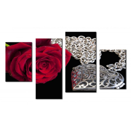 Модульная картина "Роза и серебряный кулон" 80х130 чт420
