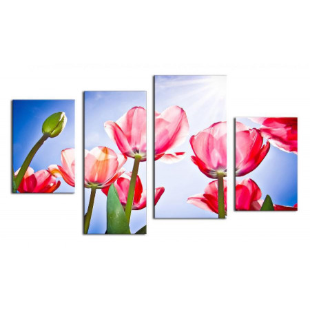 Модульная картина "Тюльпаны и солнце" 80х130 ЧТ330