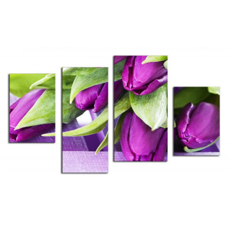 Модульная картина "Фиолетовые тюльпаны" 80х130 ЧТ300