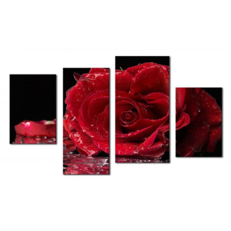 Модульная картина "Алая роза" 80х130 ЧТ255