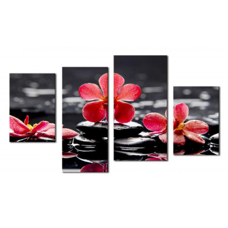 Модульная картина "Красные орхидеи на воде" 80х130 ЧТ182