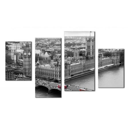 Модульная картина "Вестминстерский мост на фоне серого города" 80х130 ЧТ112