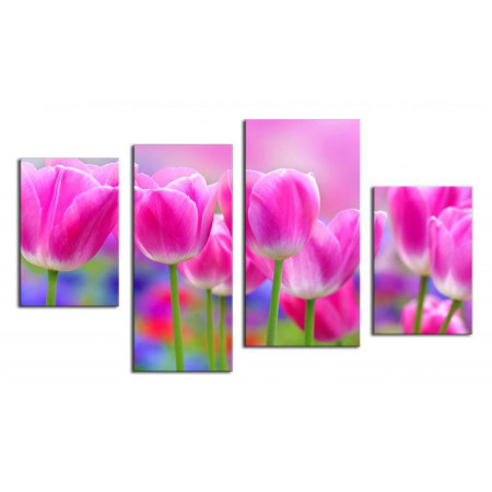 Модульная картина "Розовые тюльпаны" 80х130 ЧТ40