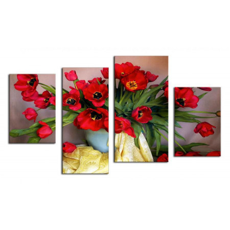 Модульная картина "Тюльпаны в вазе" 80х130 ЧТ36