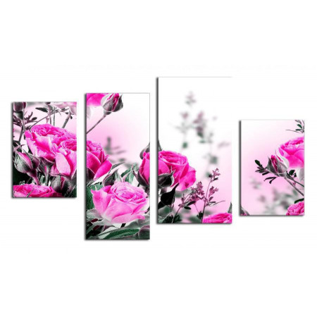 Модульная картина "Розовые розы" 80х130 ЧТ34
