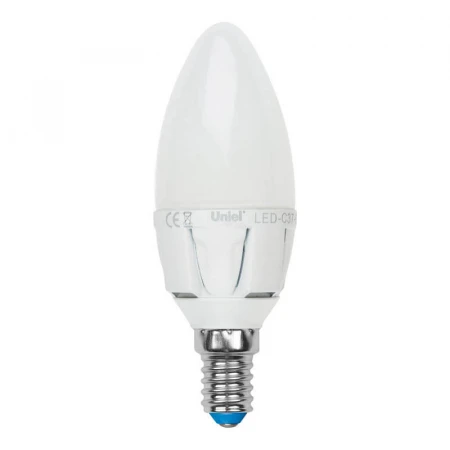 Лампа светодиодная Uniel E14 7W 3000K матовая LED-C37 7W/WW/E14/FR PLP01WH UL-00002413