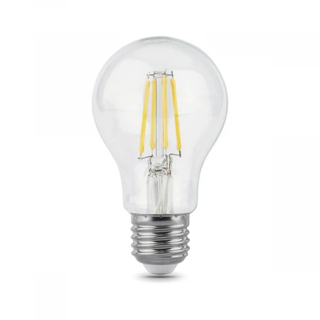 Лампа светодиодная филаментная Gauss E27 6W 2700К прозрачная 1/10/50 102802106