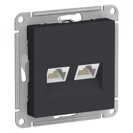 Розетка компьютерная двойная RJ45 Systeme Electric AtlasDesign 5e кат UTP карбон ATN001085