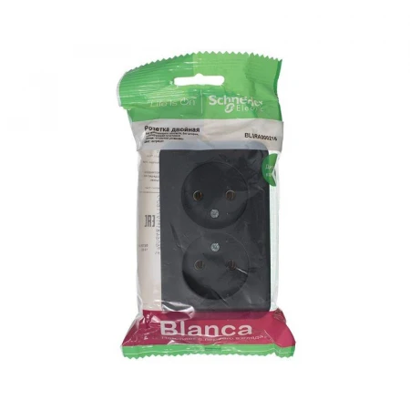 Розетка двойная 2К Systeme Electric Blanca 16A 250V антрацит BLNRA000216