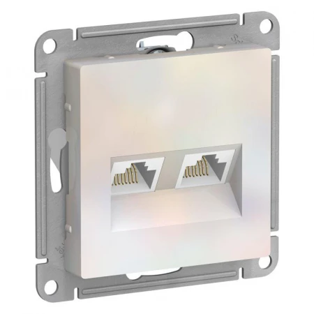 Розетка компьютерная двойная RJ45 Systeme Electric AtlasDesign 5e кат UTP жемчужная ATN000485