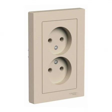 Розетка двойная 2К Systeme Electric AtlasDesign 16A 250V песочный ATN001220