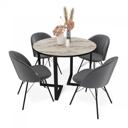 Обеденная группа Sheffilton SHT-DS230 браун стоун/угольно-серый/черн.муар 4765320301