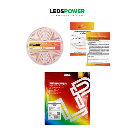 Светодиодная лента LEDS POWER NEW COB 256/м (11Вт/м) 24В розовая 006338 Светодиодная лента LEDS POWER NEW COB 256/м (11Вт/м) 24В розовая 006338