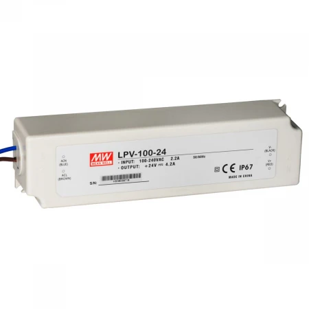 Блок питания Mean Well, герметичный, LPV-100-24, в пластиковом корпусе LPV-100-24
